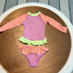 Vibrant Kids Rashguard Set in Pink and Orange